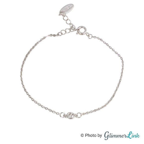 Ettika Minimalist Solo Crystal Silver Plater Chain Bracelet - Picture 7 of 10